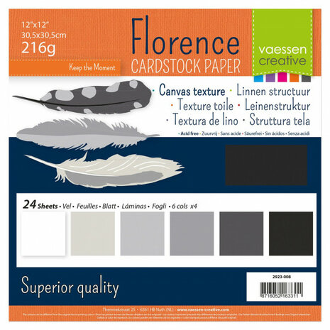 Vaessen Creative - Florence • Cardstock multipack 30,5x30,5cm Zwart