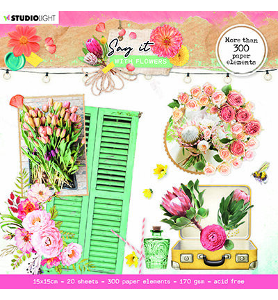 Studio Light Die cut block Paper Elements Say it with flowers nr.667 SL-SWF-DCB667 150x150mm