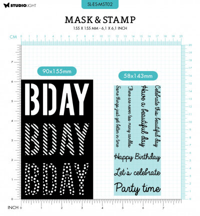 Studio Light Mask & Stamp Essentials nr.02 Bday SL-ES-MST02 155x155mm