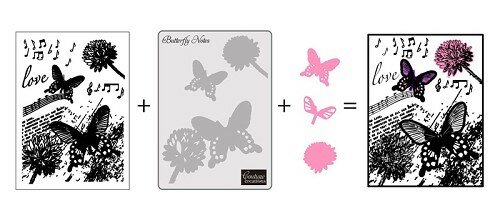 Butterfly notes stamping, embossing & die cut set 