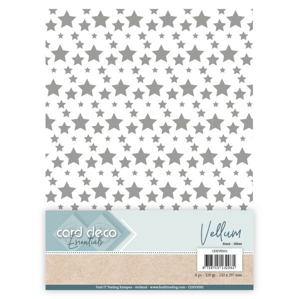 Card Deco Essentials - Vellum - Stars Silver CDEVE002