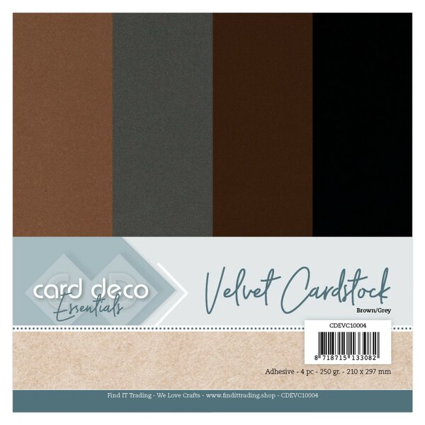 Card Deco Essentials - Velvet, Velours, Fluweel en zelfklevend Karton Brown/Grey CDEVC10004
