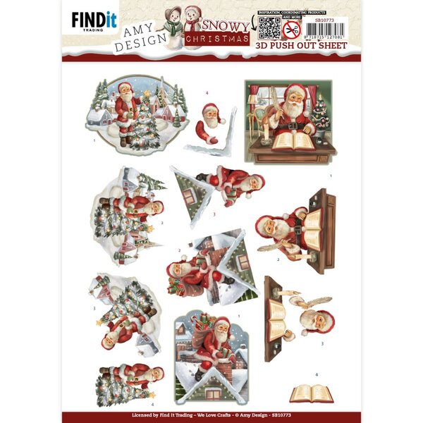 3D Push-Out - Amy Design - Snowy Christmas - Snowy Santa SB10773