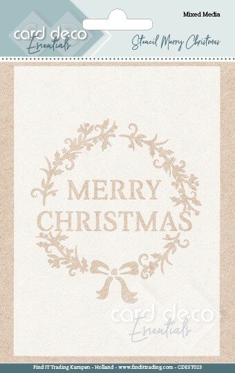 Card Deco Essentials - Mixed Media Stencil - Merry Christmas CDEST023