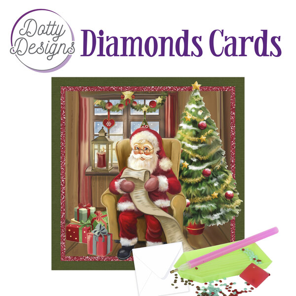 Dotty Designs Diamond Cards - Santa Claus with a wish list DDDC1153