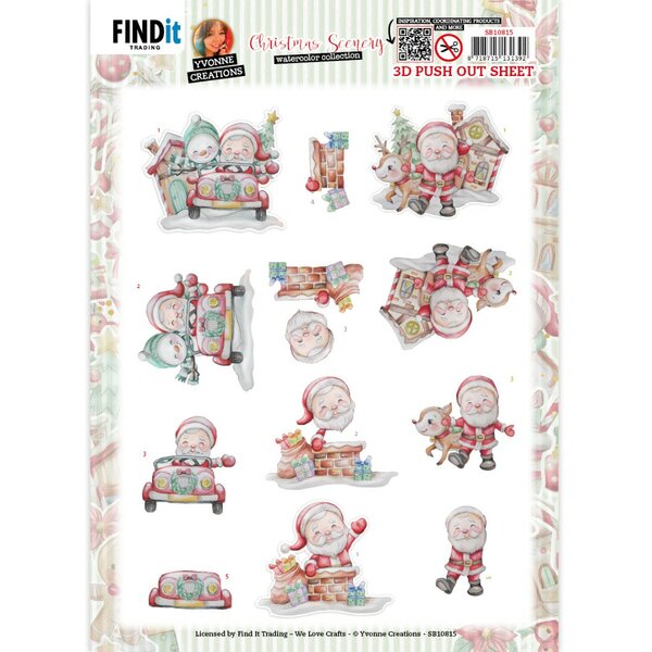 3D Push-Out - Yvonne Creations - Christmas Scenery - Santa SB10815