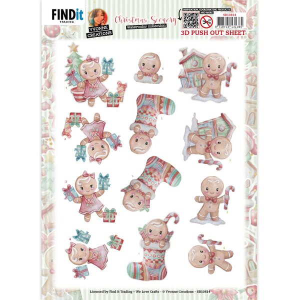 3D Push-Out - Yvonne Creations - Christmas Scenery - Gingerbread SB10814