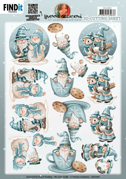3D Cutting Sheet - Yvonne Creations - Winter Gnomes Cookie CD12099