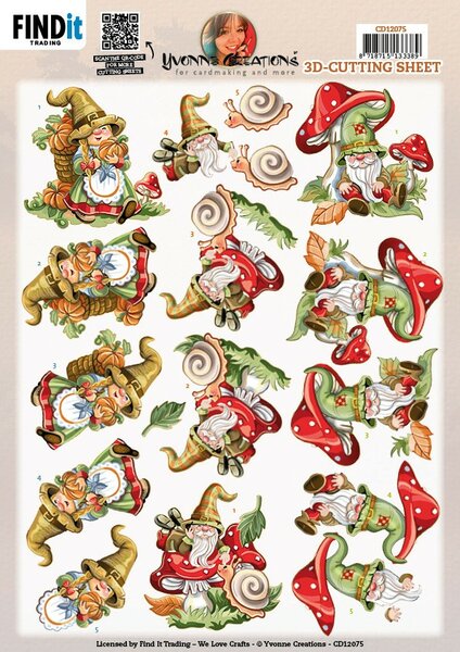 3D Cutting Sheet - Yvonne Creations - Gnomes Snail CD12075