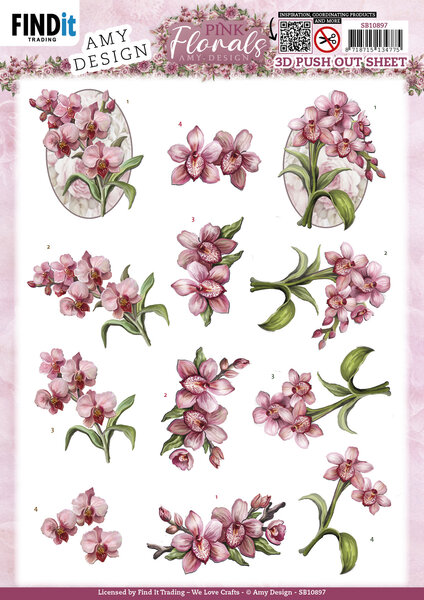 3D Push Out - Amy Design - Pink Florals - Orchid SB10897