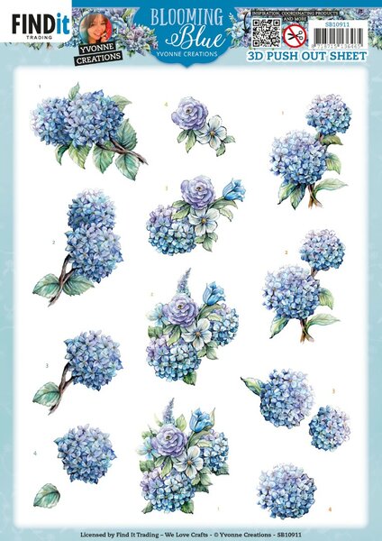 3D Push Out - Yvonne Creations - Blooming Blue - Hydrangea SB10911