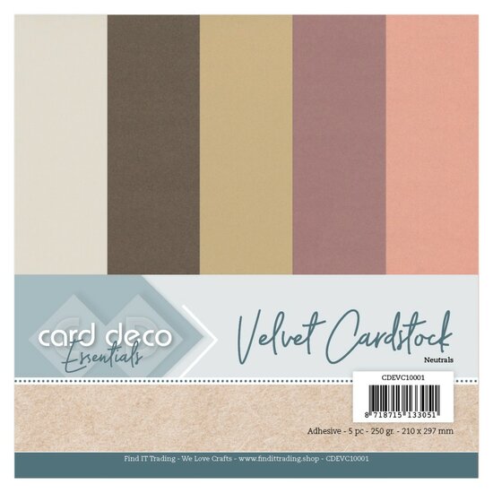 Card Deco Essentials - Velvet, Velours, Fluweel en zelfklevend Karton Neutrals CDEVC10001