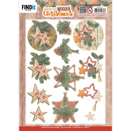3D Push-Out - Jeanine&#039;s Art - Wooden Christmas - Wooden Stars SB10777