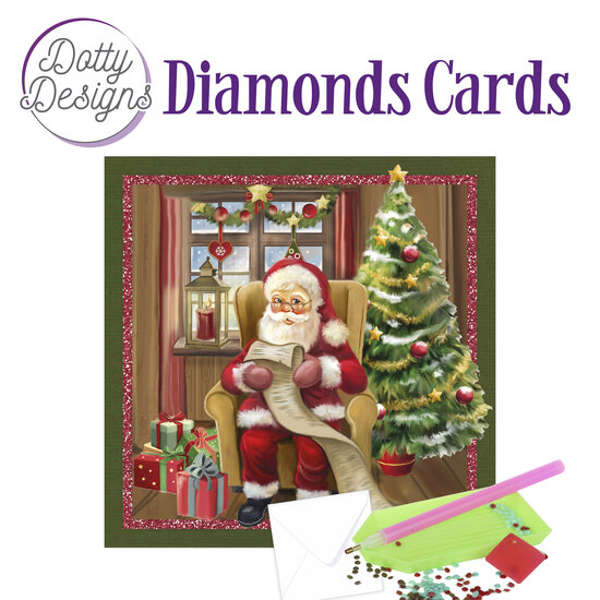 Dotty Designs Diamond Cards - Santa Claus with a wish list DDDC1153