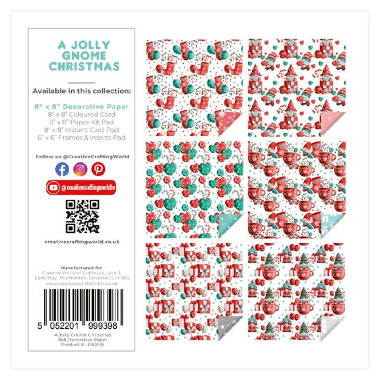 The Paper Boutique A Jolly Gnome Christmas 8x8 Decorative Paperpack PB2109