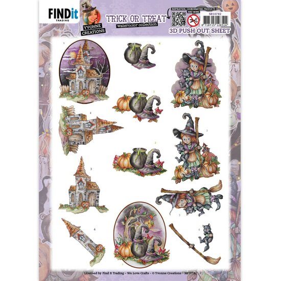 3D Push-Out - Yvonne Creations - Trick or Treat - Halloween Witch SB10782