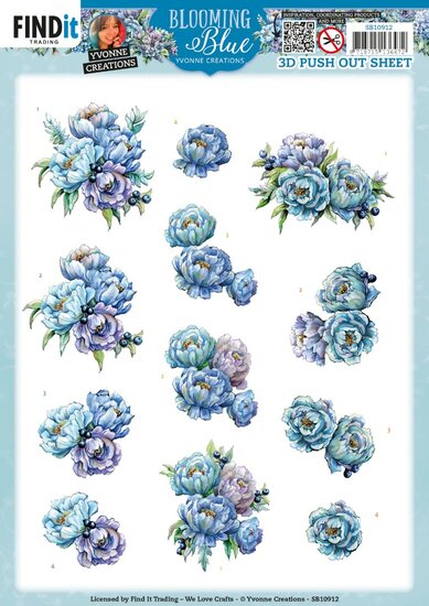 3D Push Out - Yvonne Creations - Blooming Blue - Blueberry SB10912