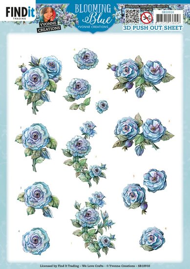 3D Push Out - Yvonne Creations - Blooming Blue - Rosehip SB10910