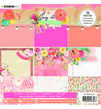 Studio Light Paper pad Pattern Paper Say it with flowers nr.161 SL-SWF-PP161 150x150mm