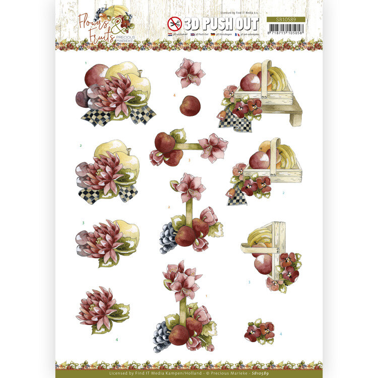 3D Push Out - Precious Marieke - Flowers and Fruits - Flowers and Apples SB10589