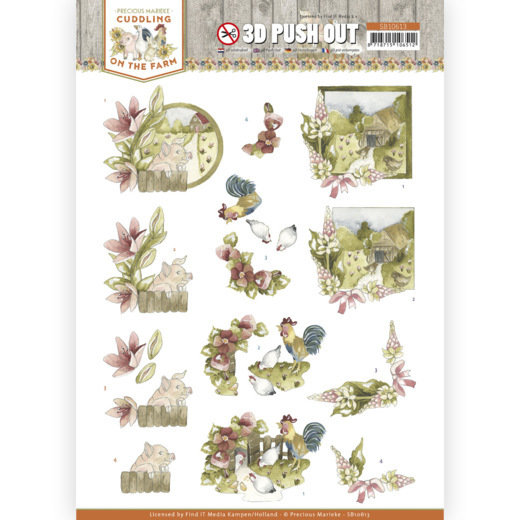 3D Push Out - Precious Marieke - Cuddling on the Farm - Chicken SB10613