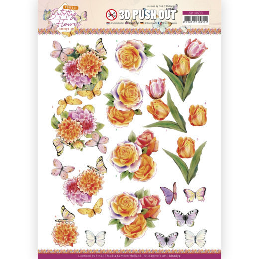 3D Push Out - Jeanine's Art - Perfect Butterfly Flowers - Orange Rose SB10639