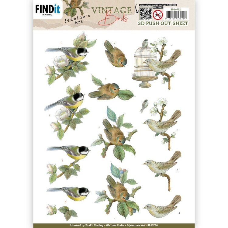 3D Push Out - Jeanine's Art - Vintage Birds - Birdcage SB10750 - HJ21801