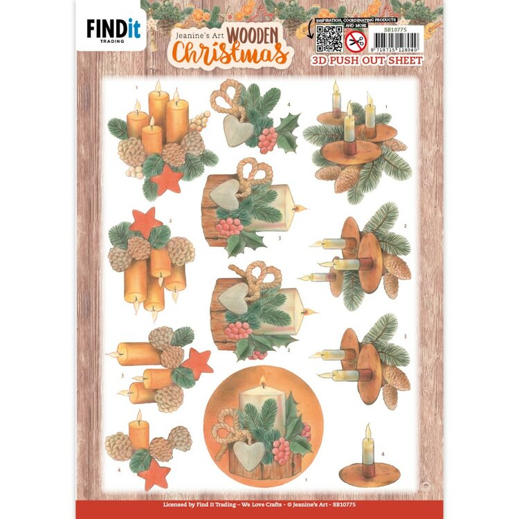 3D Push-Out - Jeanine's Art - Wooden Christmas - Orange Candles SB10775