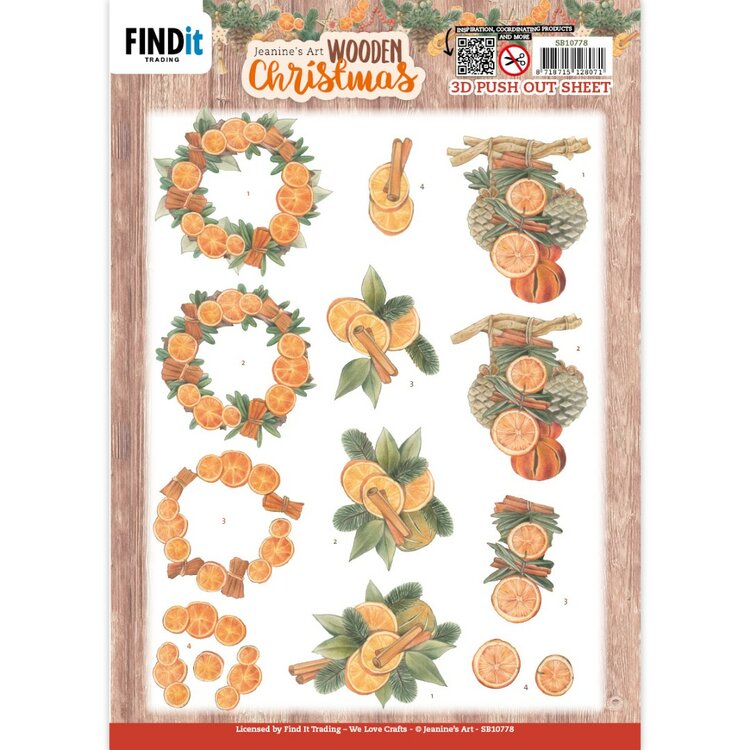 3D Push-Out - Jeanine's Art - Wooden Christmas - Orange Fruit SB10778