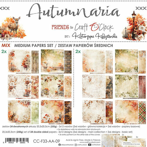   Craft O Clock Set of Mix Papers 20x20 cm Autumnaria  CC-F33-AA-09 