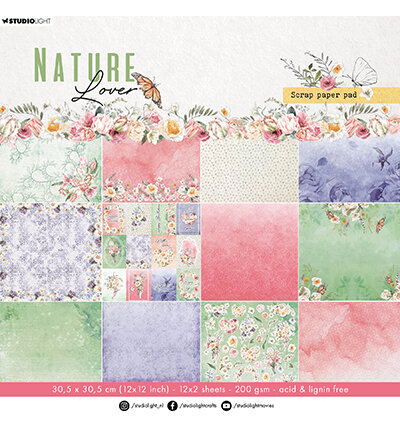 Studio Light - Nature Lover nr 149 - Designer Scrap Paper Pad SL-NL-DPP149 305x305mm