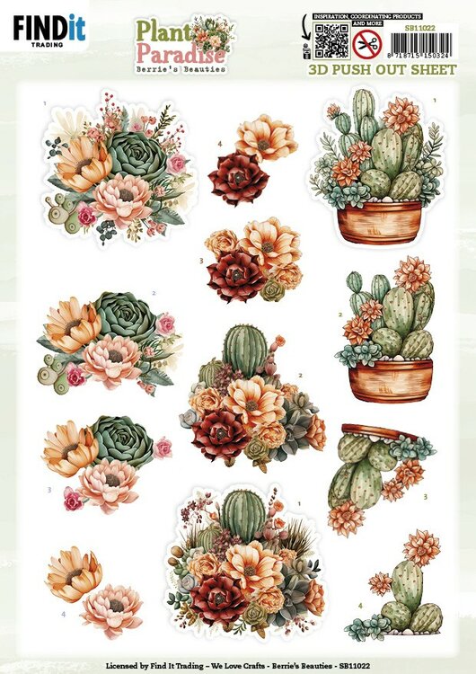 3D Push out Sheet - Berries Beauties - Plant Paradise - Cactus Harmony SB11022