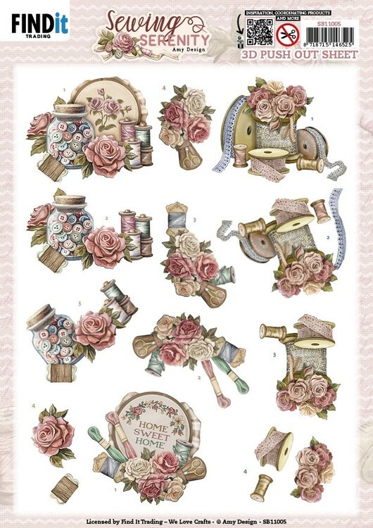 3D Push out Sheet - Amy Design - Sewing Serenity - Stitching SB11005