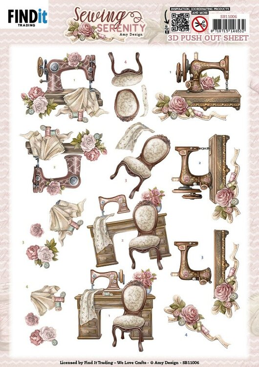 3D Push out Sheet - Amy Design - Sewing Serenity - Sewing Machine SB11006
