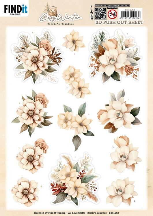 3D Pushout Sheet - Berries Beauties - Cosy WInter - Cosy Flowers SB11063