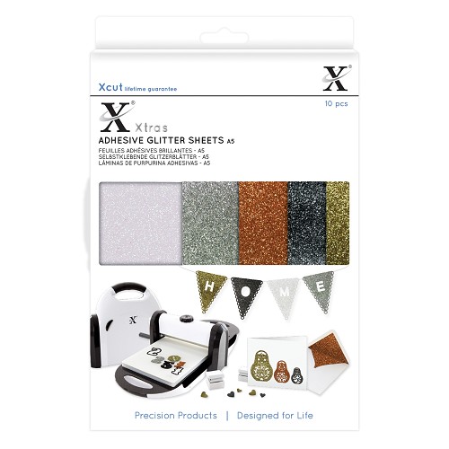 Docrafts - Xcut Xtras' A5 Adhesive Glitter Sheets (10pcs) Metallics