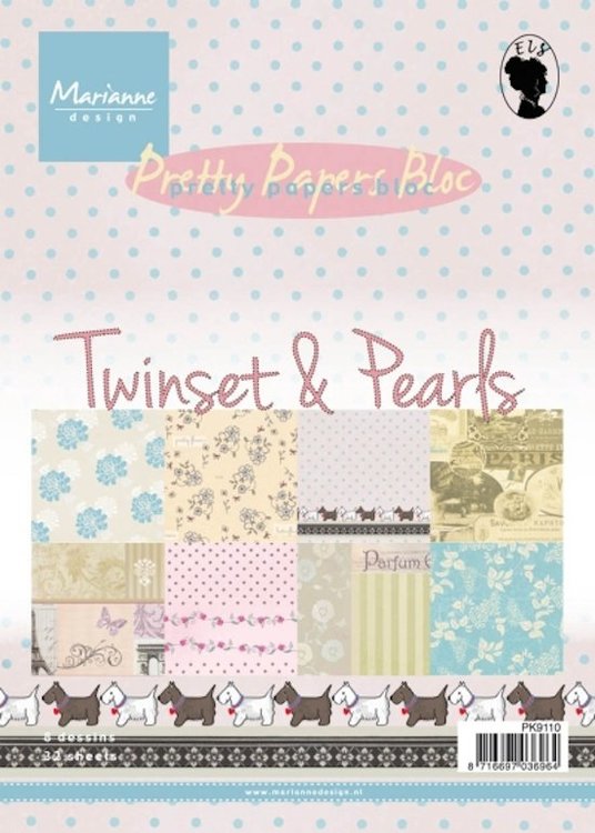 Marianne Design Pretty papers blocs-  Cards en Colours - Pk9110 Twinsets & Pearls.