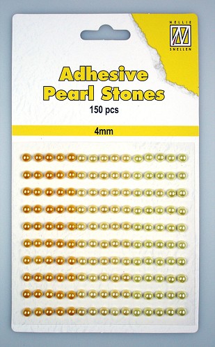 150 Adhesive pearls 4mm 3-colors - Yellow/gold