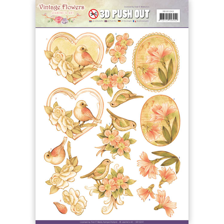 Pushout - Jeanine's Art - Vintage Flowers - Pale Vintage