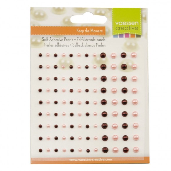 Parels half zelfklevend 3+5mm x108 grenadine