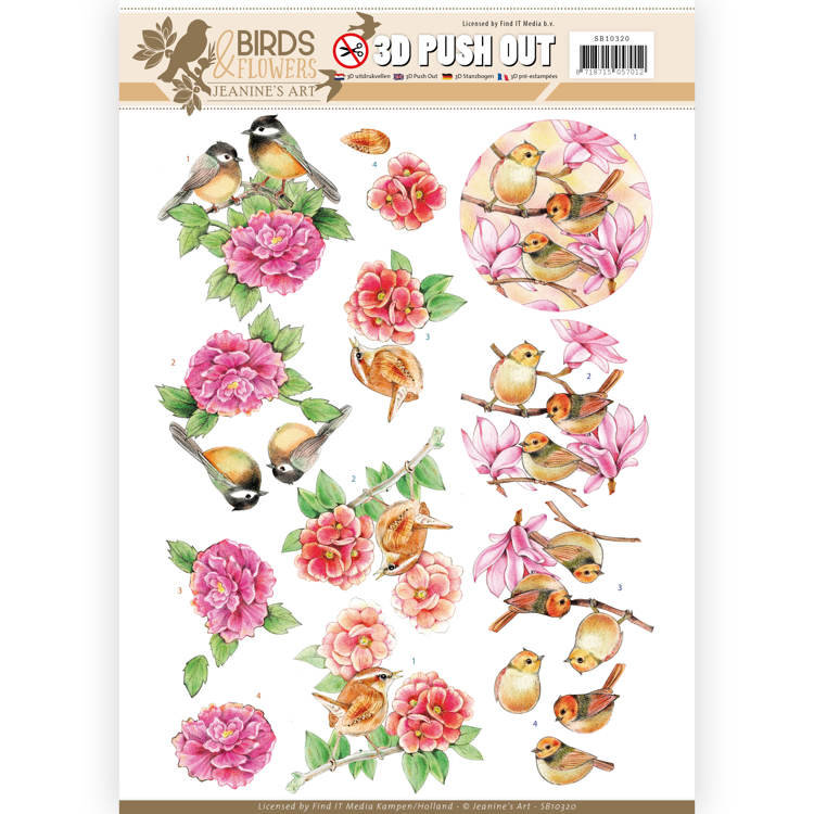 SB10320 3D Pushout - Jeanine's Art - Birds and Flowers - Pink birds