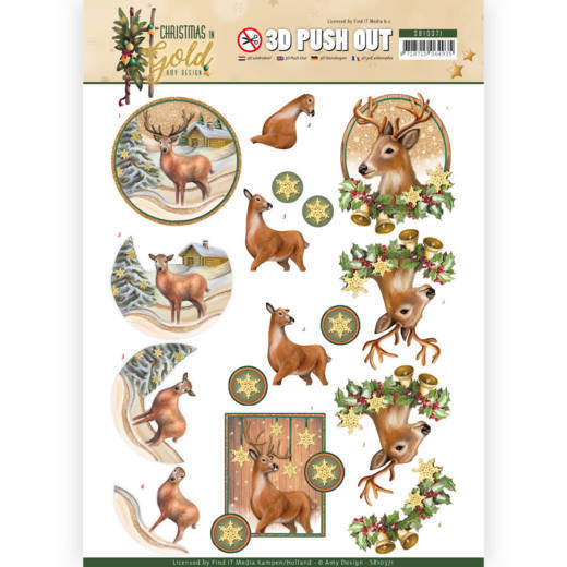 SB10371 3D Pushout - Amy Design - Christmas in Gold - Deers in Gold
