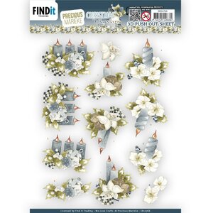3D Push Out - Precious Marieke - Christmas Blues - Blue Candles SB10766