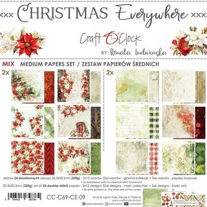   Craft O Clock Set of Mix Papers 20x20 cm Christmas Everywhere  CC-C69-CE-09