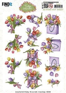 3D Push out Sheet - Amy Design - Tulip Dreams - Colorful Tulips SB10994