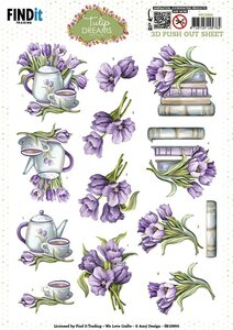 3D Push out Sheet - Amy Design - Tulip Dreams - Purple Tulips SB10996