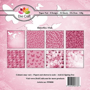 Dixi Paper Pack 15x15 cm butterfly background-pink (pp0080)