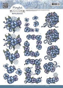 3D Knipvel - Yvonne Creations - Playful Winter - Snowflowers cd10431