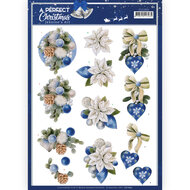 3D Cutting Sheet - Jeanine's Art - A Perfect Christmas - Blue Christmas Flowers CD11832