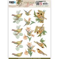 3D Push Out - Jeanine's Art - Vintage Birds - Wooden Bird House SB10749